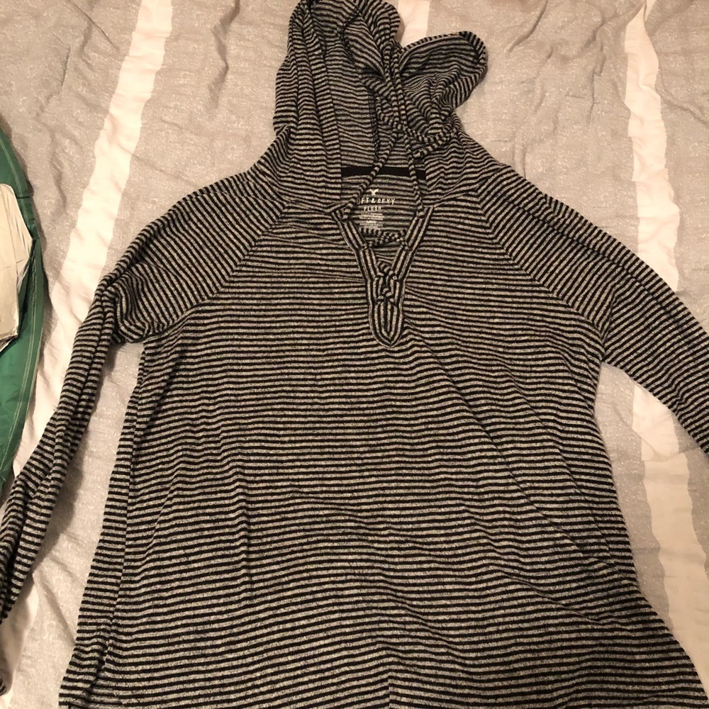 Striped Navy and Grey Soft Hoodie